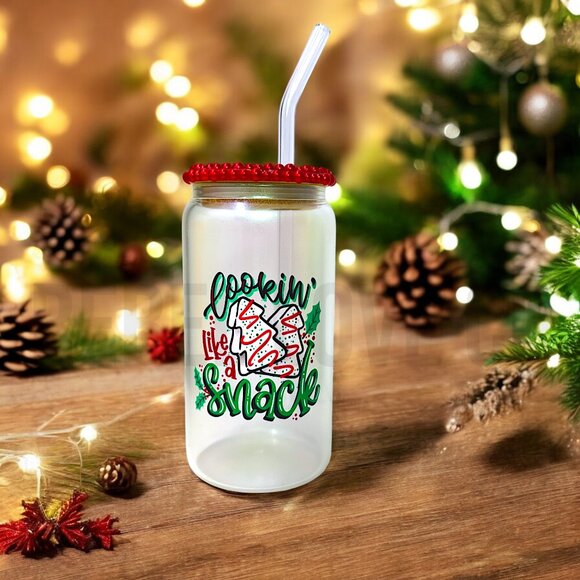 Other - Looking Like a Snack Christmas Drink Tumbler Glass 16oz